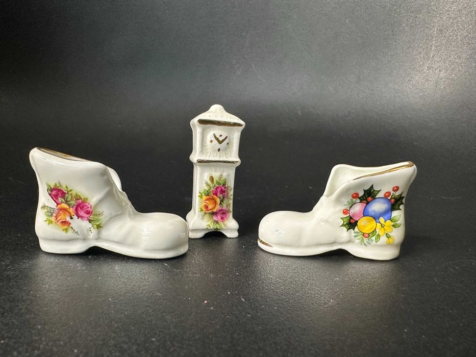 Порцелянові колекційні мініатюрні черевички годинник bone china Англія