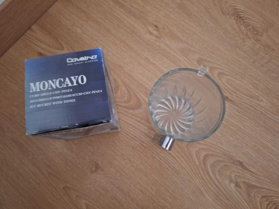 Pequeno balde de gelo com pinça vidro -italiano fino Moncayo