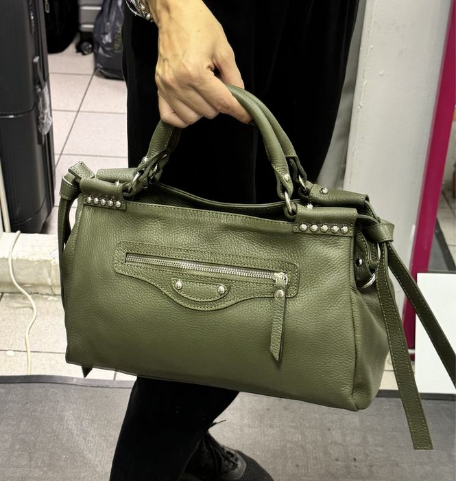 Сумка шкіряна олива коричнева джинс тауп Сумка кожаная оливковая Итали