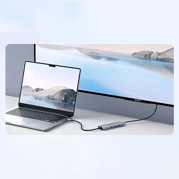 Wielofunkcyjny HUB 5w1 USB-C - HDMI 1.4 / 3 x USB-A / USB-C PD 100W Ug