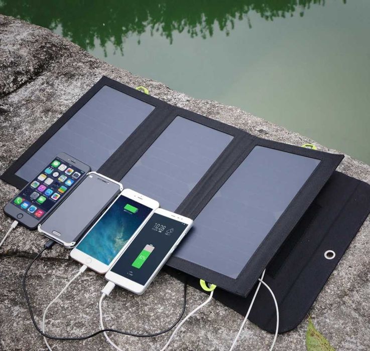 Солнечная панель 21 Вт  аккумулятор 10000 мАч зарядная станция