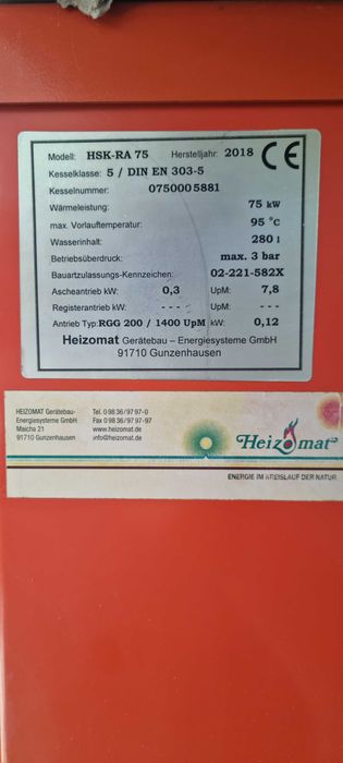 Piec na trociny 75kW Heizomat