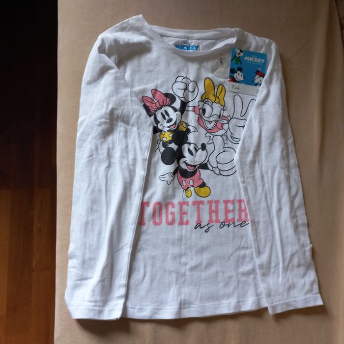 Nowe bawełniane koszulki/bluzki z długim rękaw Disney 7-9 lat 128/134