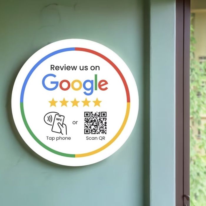 Placa NFC + QR Code para Avaliações Google – Receba Mais Reviews