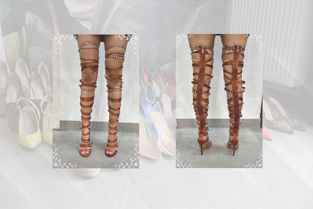 Gladiatorki, śliczne sandały na szpilce, kolor miedziany, rozmiar 36