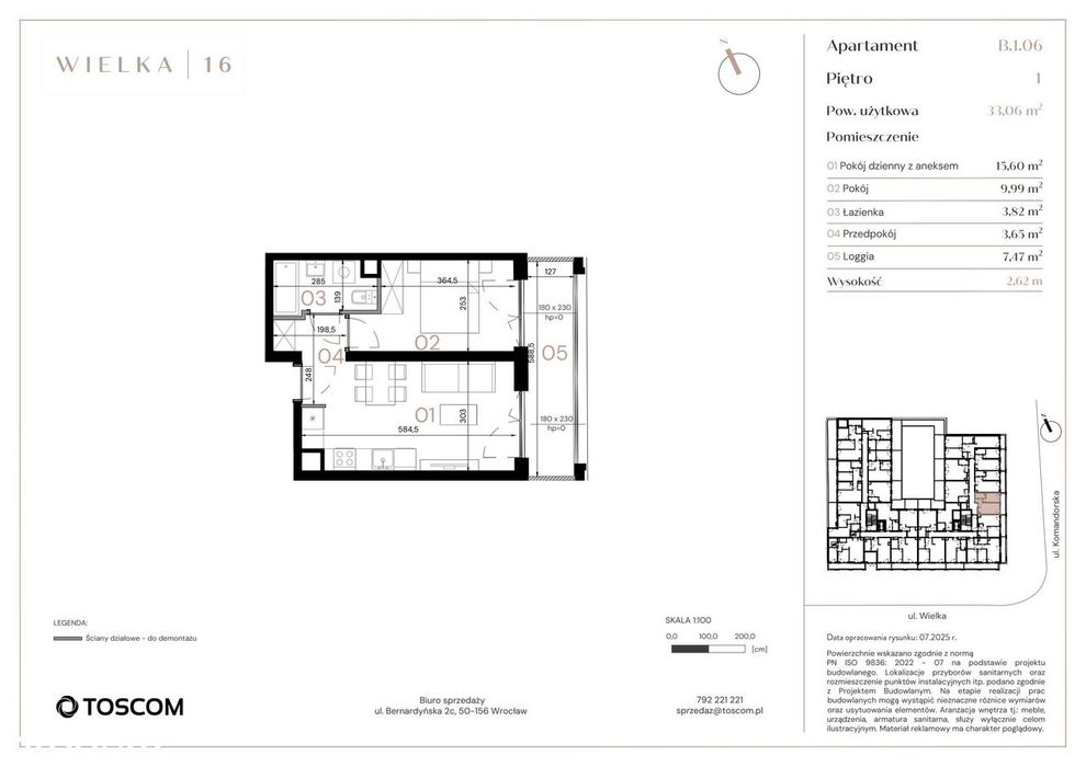 2-pokojowe mieszkanie 33m2 + loggia Bez Prowizji