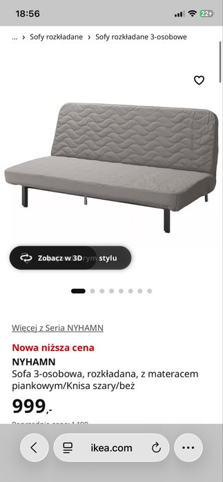 Łożko Nyhamn IKEA wersalka