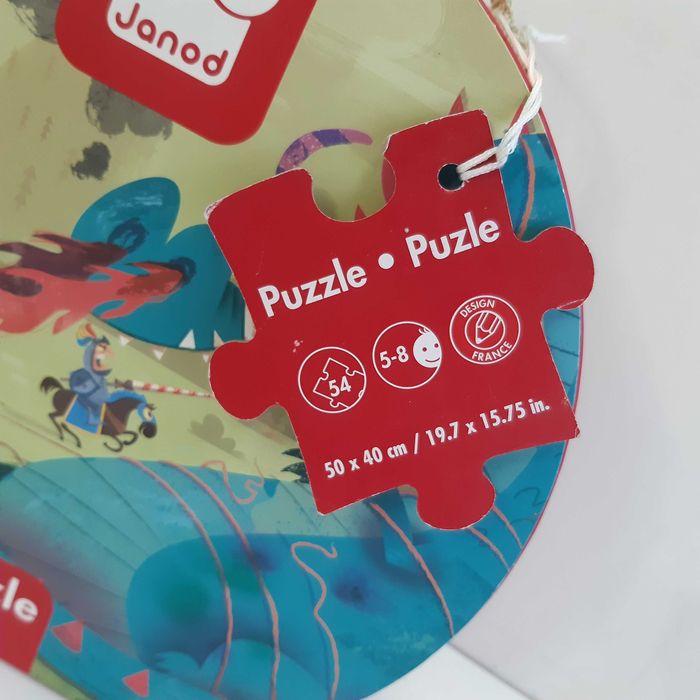 Puzzle Infantil Completo como Novo 50x40cm Janod Dragões e Cavaleiros 54 peças grandes