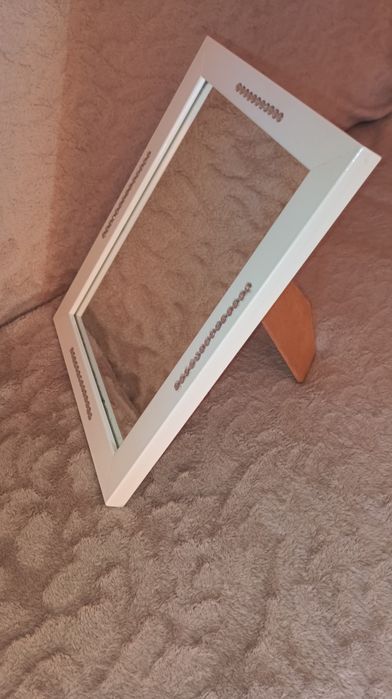 Lusterko, lustro stojące, białe,28x22cm, Glamour,