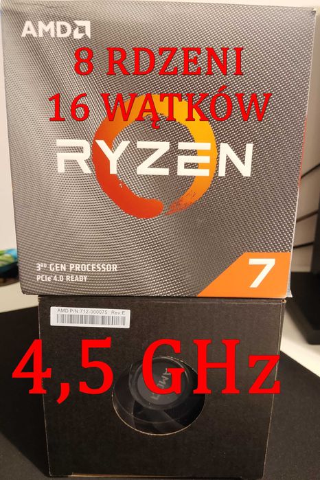 AMD Ryzen 7 3800x 4.5 GHz Pod OC Cache:36 MB   8 rdzeni