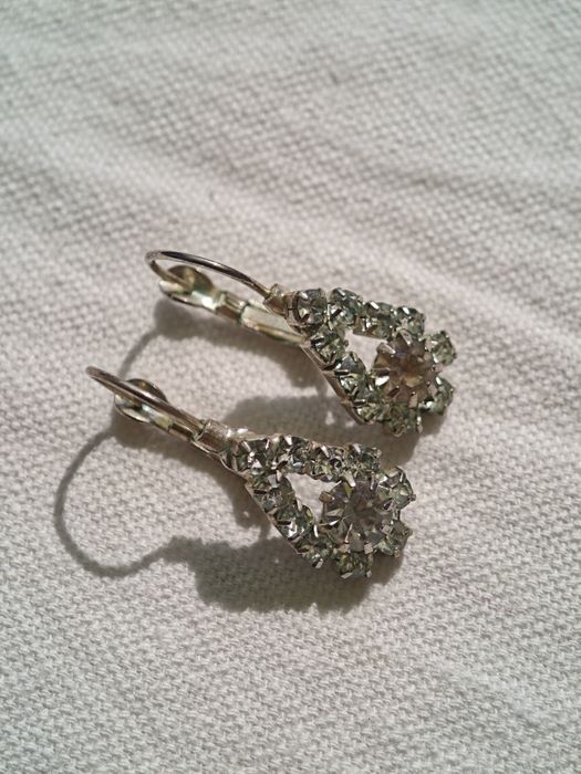 Srebrne kolczyki vintage z kryształkami