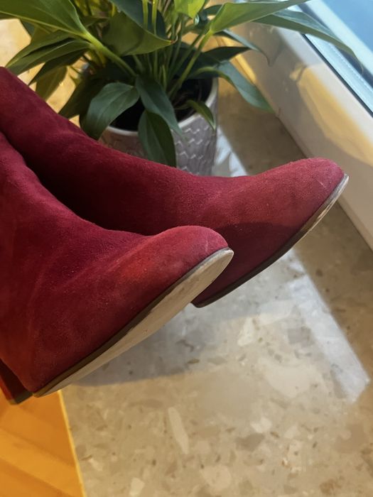 Botki Högl bordowe 38.5 zamszowe