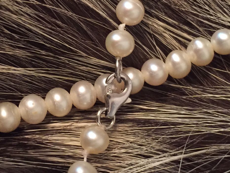 Намисто.Перлини.Жемчуг,фианиты,серебро .