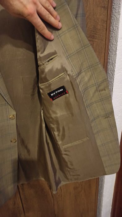 Marynarka BYTOM, wzór w kratę 100% wełna. Rozm. L 182/100