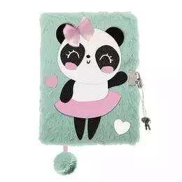 Pamiętnik A5 Włochacz z kłódką 3D My Little Friend Panda Ballerina 96 k.. St. Majewski. Nowy Produkt