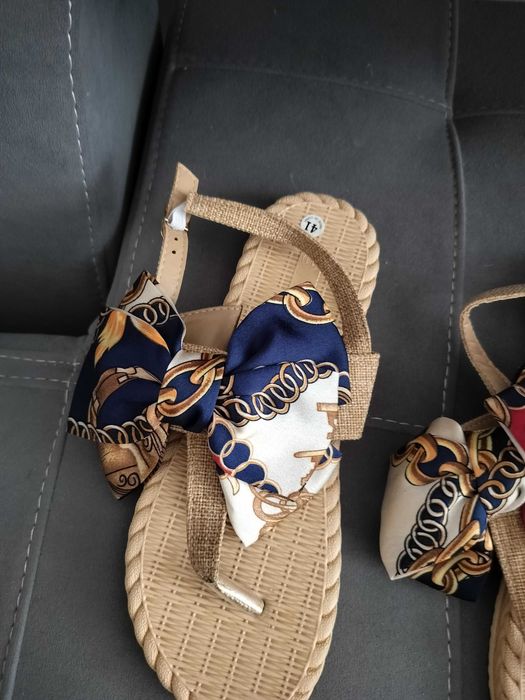 Japonki Buty damskie sandały 41 efektowne kokardki 25,5 cm oddychające