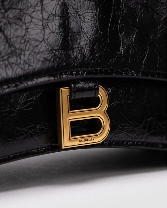 Сумка Баленсіага Balenciaga Crush Medium Chain Bag лакова чорна