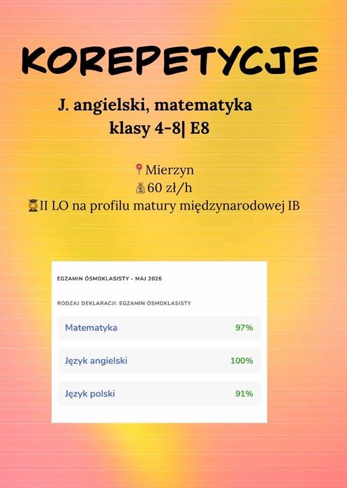 Korepetycje z j. angielskiego na poziomie szkoły podstawowej