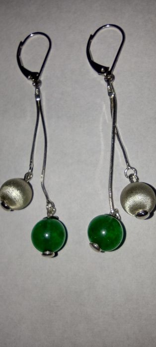 kolczyki wiszące srebro onyks naturalny zielony