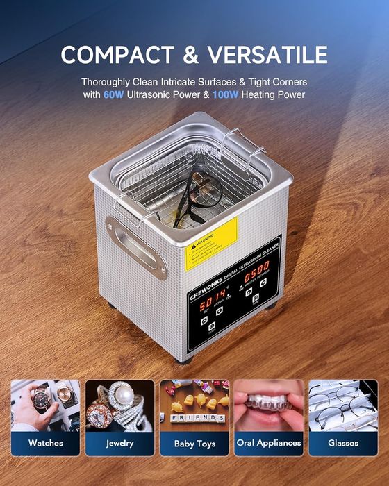 CREWORKS Ultrasonic Cleaner 2 l, urządzenie ultradźwiękowe