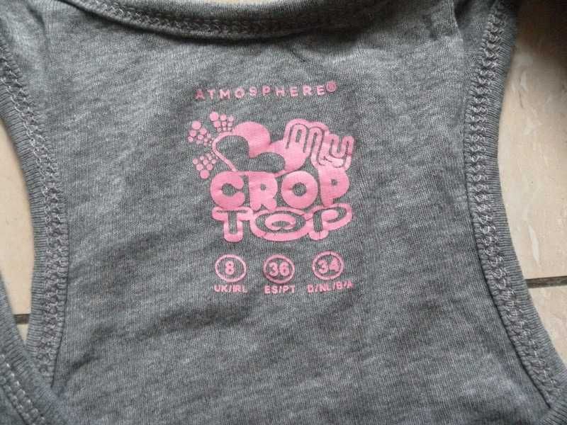 Szary crop top bokserka Atmosphere 36,S