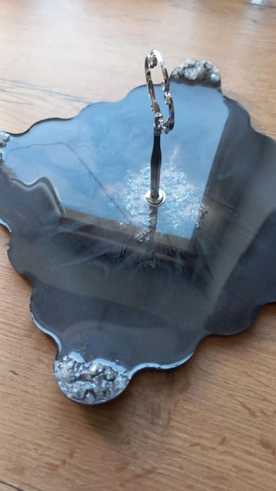 Rękodzieło Patera z żywicy epoksydowej Handmade czarna