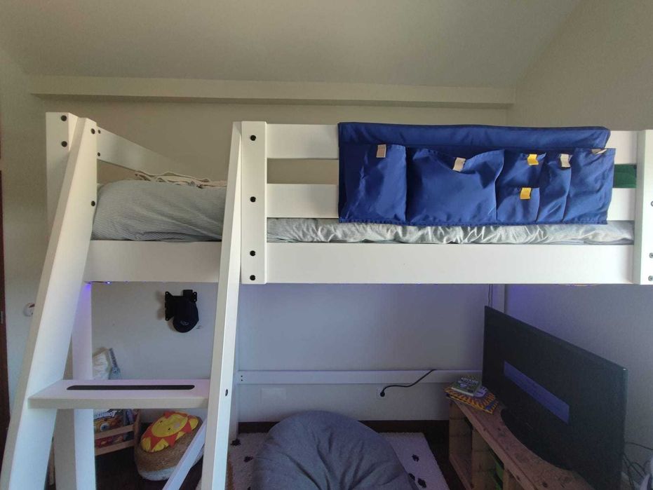 IKEA STORÅ Estrutura de cama alta, velatura branca, 140x200 cm
