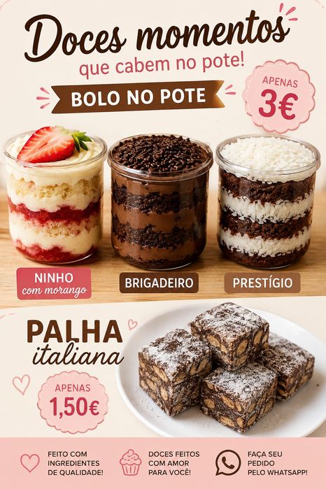 Doces - Bolo no Pote e Palha Italiana