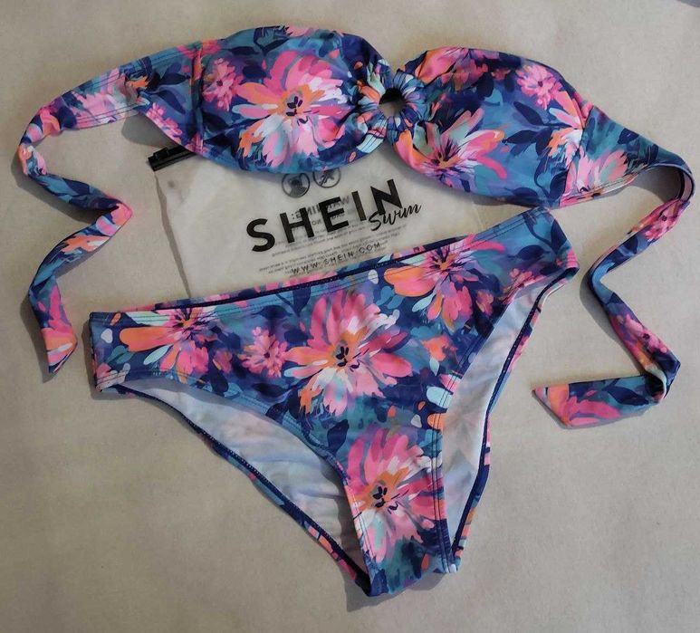 Shein фірмовий купальник S-М в яскравих квітах