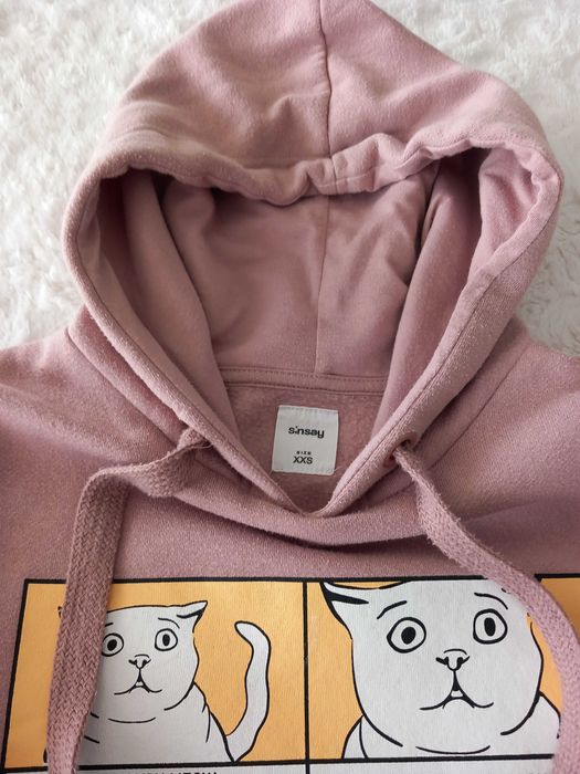 dziewczęca bluza z kapturem arktyczny róż KOT Sinsay rozmiar XXS