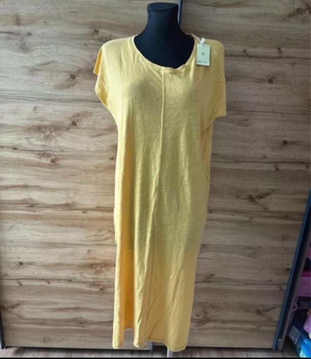 Sukienka damska midi / len i wiskoza / nowa z metką r. 38-40