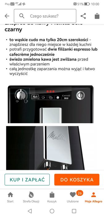 Ekspres do kawy Melitta Solo E950-201 stan bardzo dobry