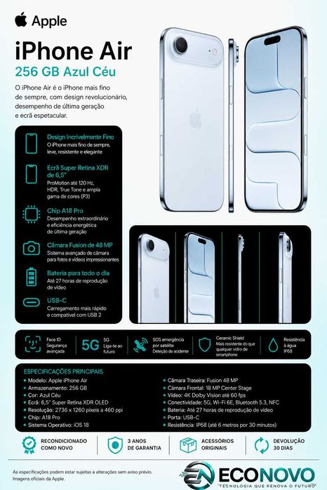 EN Apple iPhone Air 256 GB Azul Céu