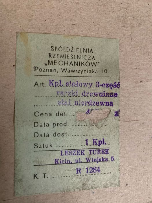 Komplet stolowy 3-cześciowy PRL