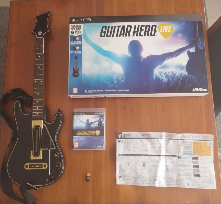 Guitarra guitar hero com dongle + jogo e caixa com manual