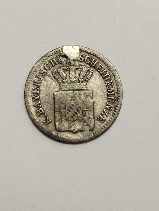 Moneta Niemcy Bawaria 1 krajcar 1859r. Maksymilian II - Srebro