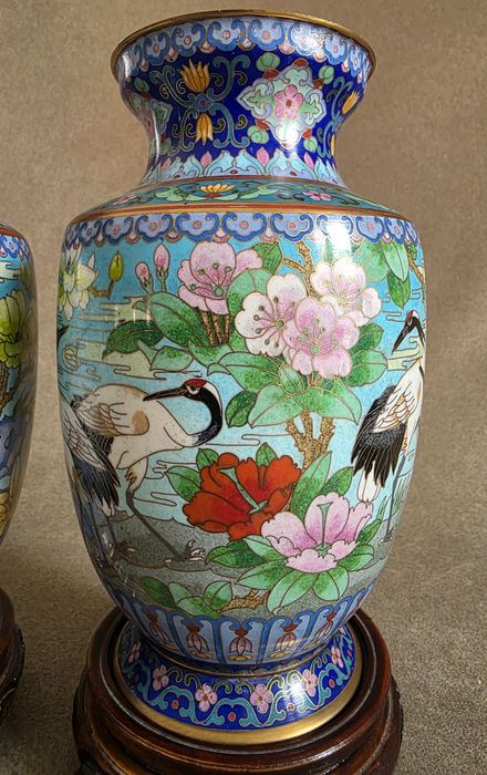 Para dużych wazonów Cloisonne, Emaliowana Komórkowa, Chiny