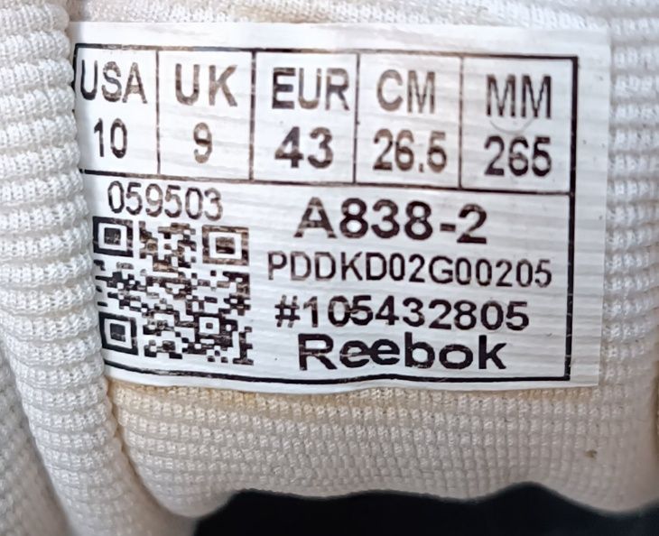 Мужские кроссовки Reebok Classic, размер 43, стелька 27 см