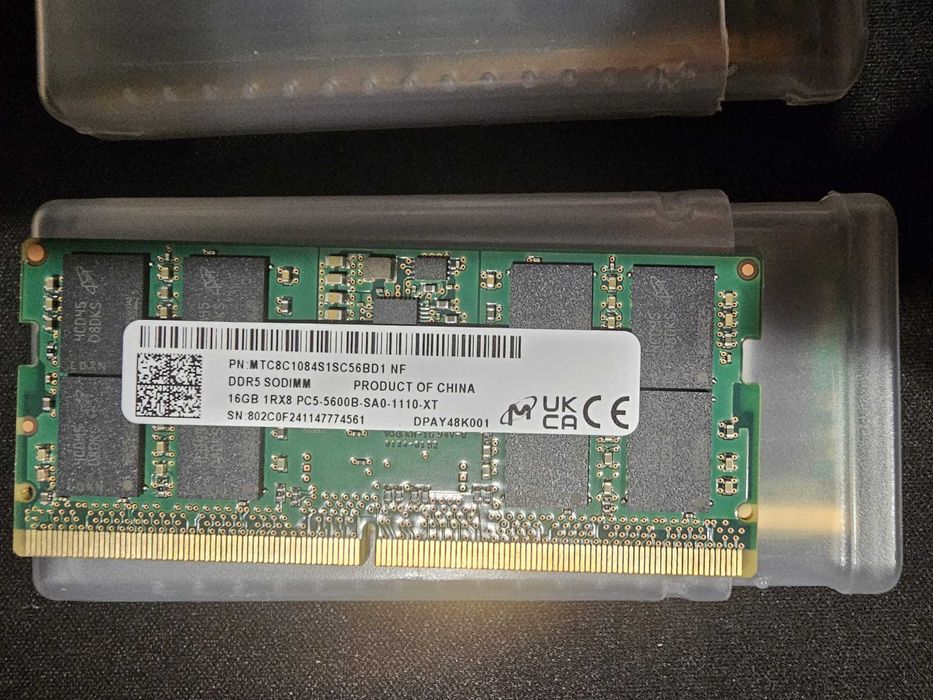 2 Kits 32GB (2×16GB) DDR5 SO‑DIMM 5600MHz Micron – Já só tenho 1 Kit disponível!