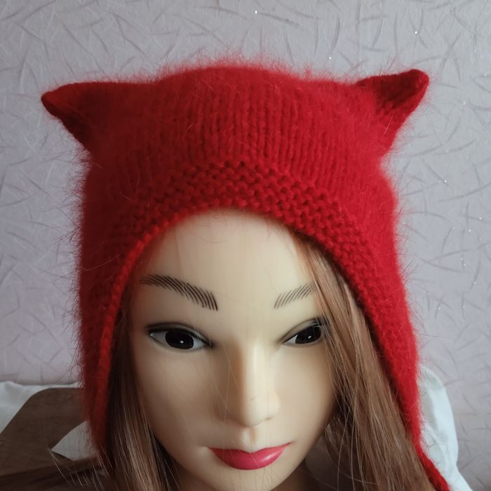 Розпродаж! Чепчик, кото-чепчик, шапочка з вушками із ангори