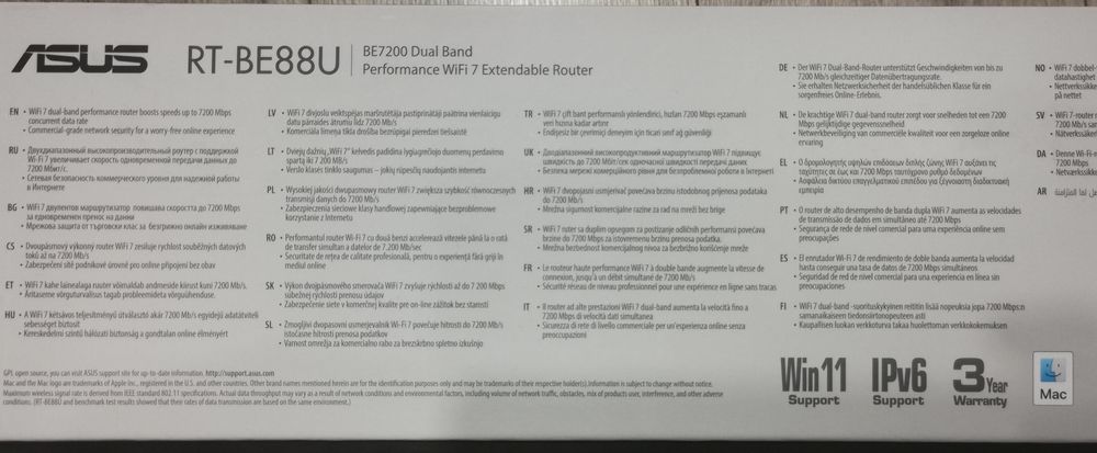 ASUS RT-BE88U WiFi 7 (BE7200 a/b/g/n/ac/ax/be)