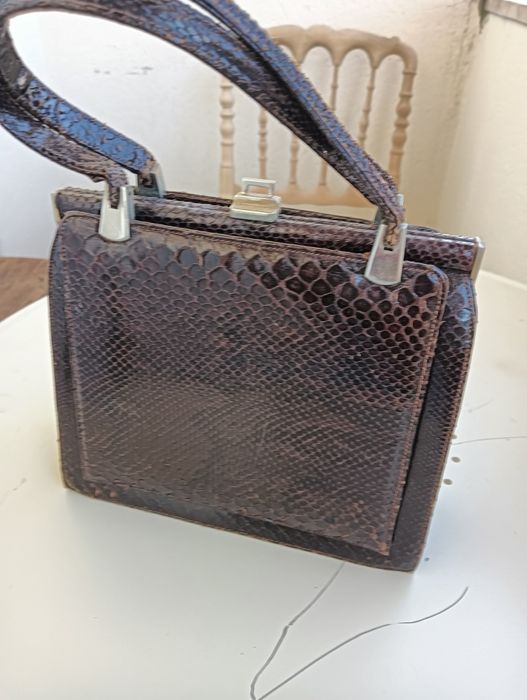 Carteira em pele verdadeira de crocodilo vintage