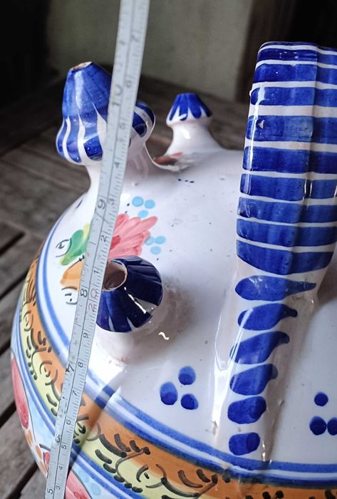 Vintage botijo faiança Talavera pintado a mao