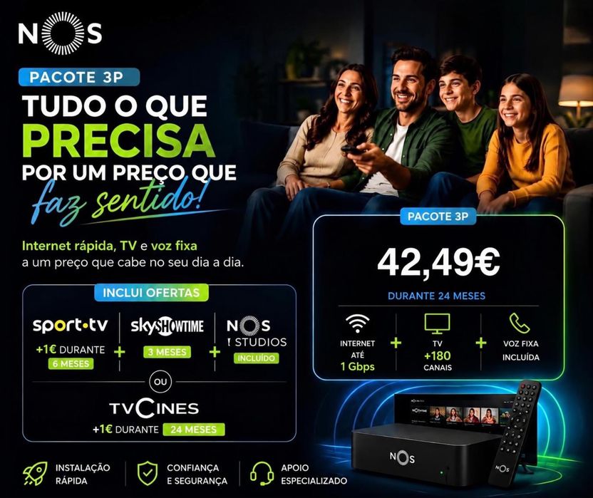 Serviço Telecomunicações Fibra Meo/Vodafone/Nos