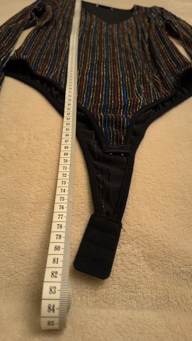 Śliczne błyszczące body M/L Szachownica