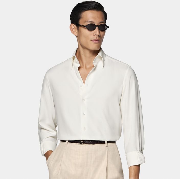 Мужская сорочка. ВЫСОКИЙ, благородный, солидный ВОРОТ!!! Point Italian Collar! SuitSupply. 41 по вороту. Белый Ivory. Торга НЕТ!