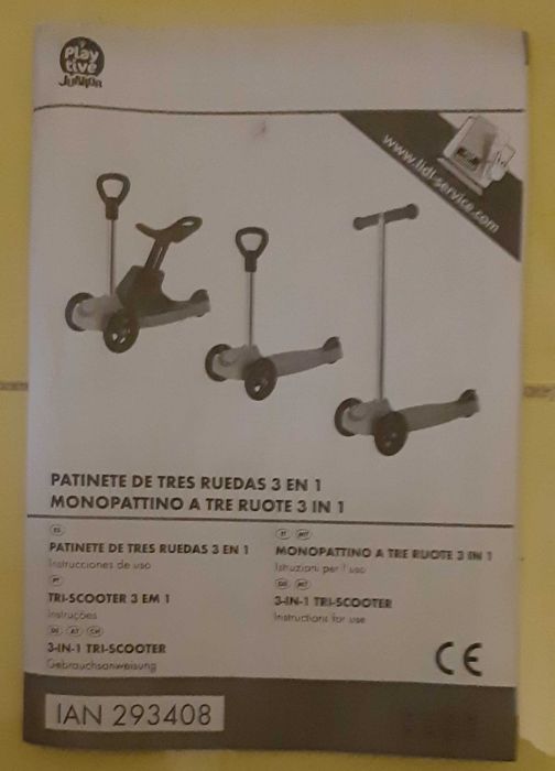 Trotinete de 3 rodas 3 em 1 (criança)