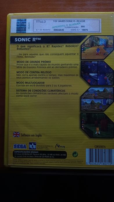 Jogo Retro  Sonic R Sega PC-ROM Colecionável