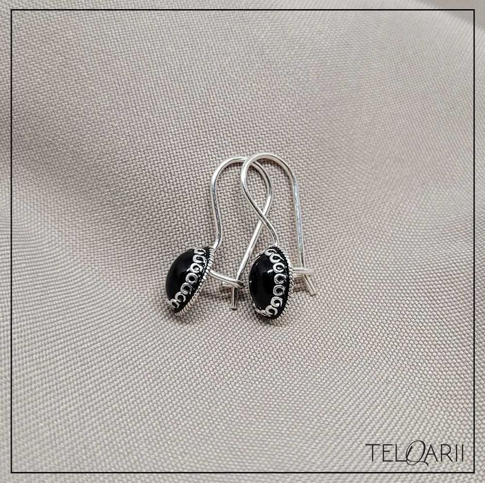 Orientalne kolczyki HASYR z onyksem – Srebro 925