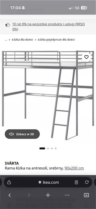 Lozko z antresola 90x200